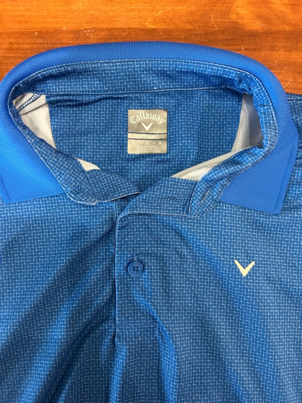 Callaway Men’s Royal Blue Grid-Pattern Short Sleeve Golf Polo